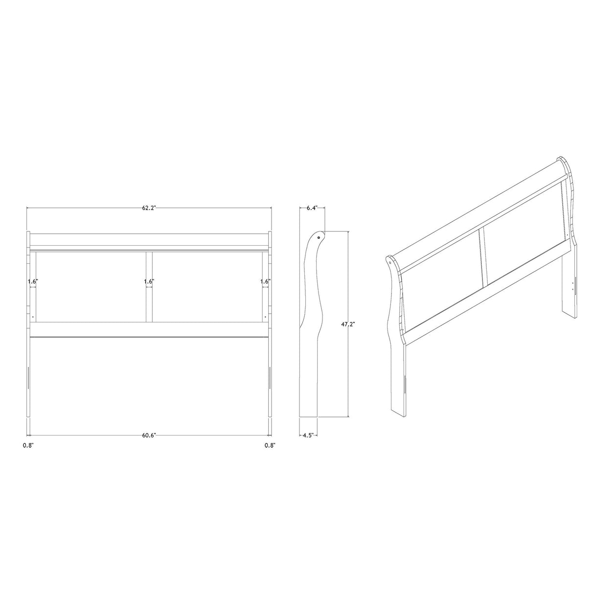 Charlston - Modern Sleigh Design Bed With LED