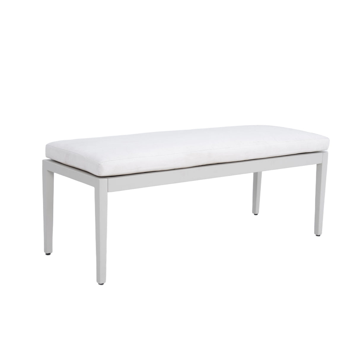 Outdoor Patio Stationary Bench With Sunbrella Fabric Cushion - Grayish