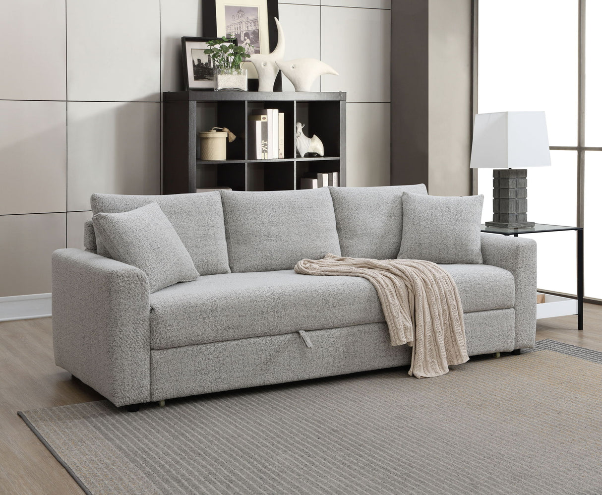 Connie - Boucle Sleeper Sectional Sofa With 2 Toss Pillows - Beige
