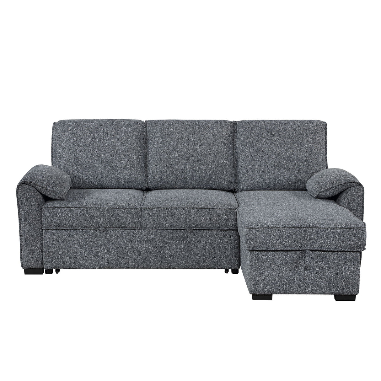 Rebecca - Sofa With Pull Out Bed, Storage Chaise, USB And Cup Holders - Dark Gray