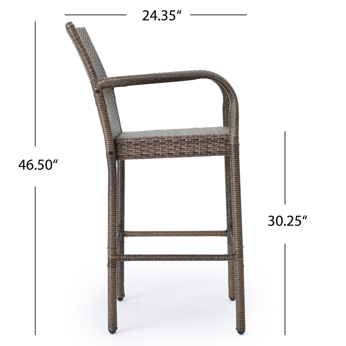 Outdoor Wicker Barstools With Rattan And Iron Frame