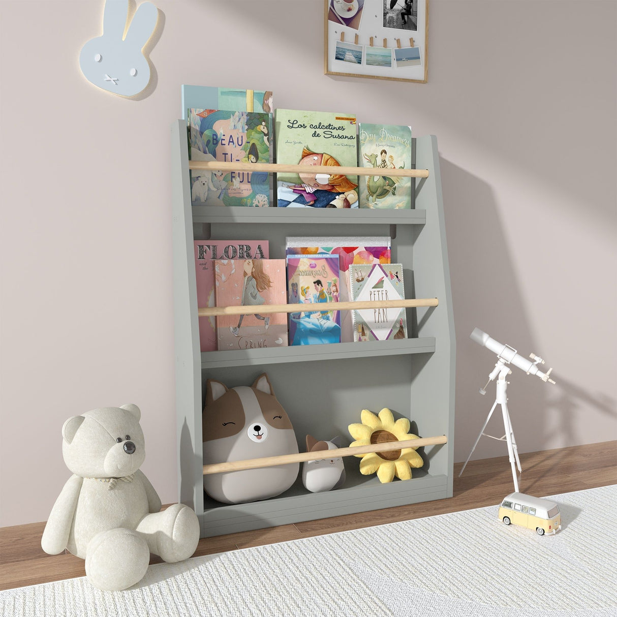 3 Tier Book Shelf, Compact Storage For Bedrooms