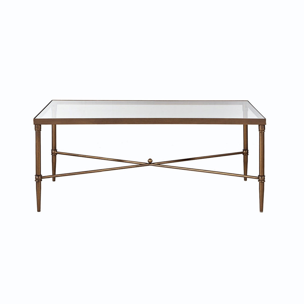 Metal Rectangle Coffee Table With Tempered Glass Top - Bronze
