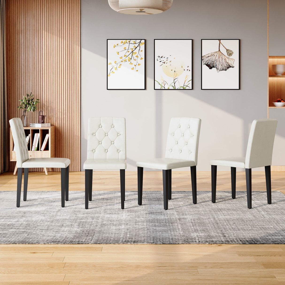 Dining Chairs With Ergonomic Buckle Backrest For Family Dining Rooms