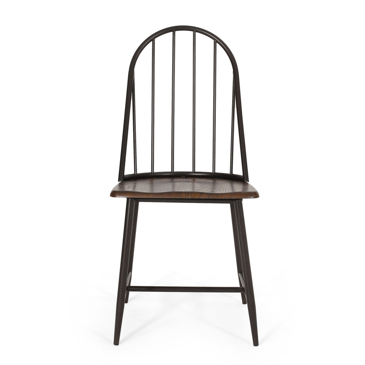 Rustic Farmhouse Style Dining Chair With Spindle Backrest - Dark Brown