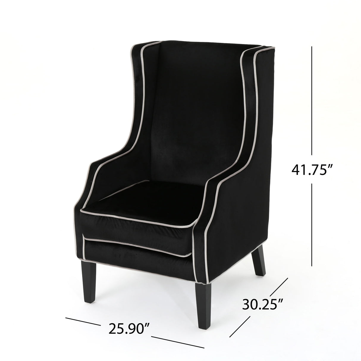 Elegant Velvet Club Chair With Tonal Piping