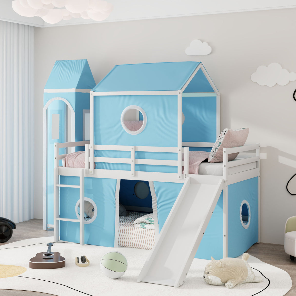 Loft Bed & Slide Tent And Tower