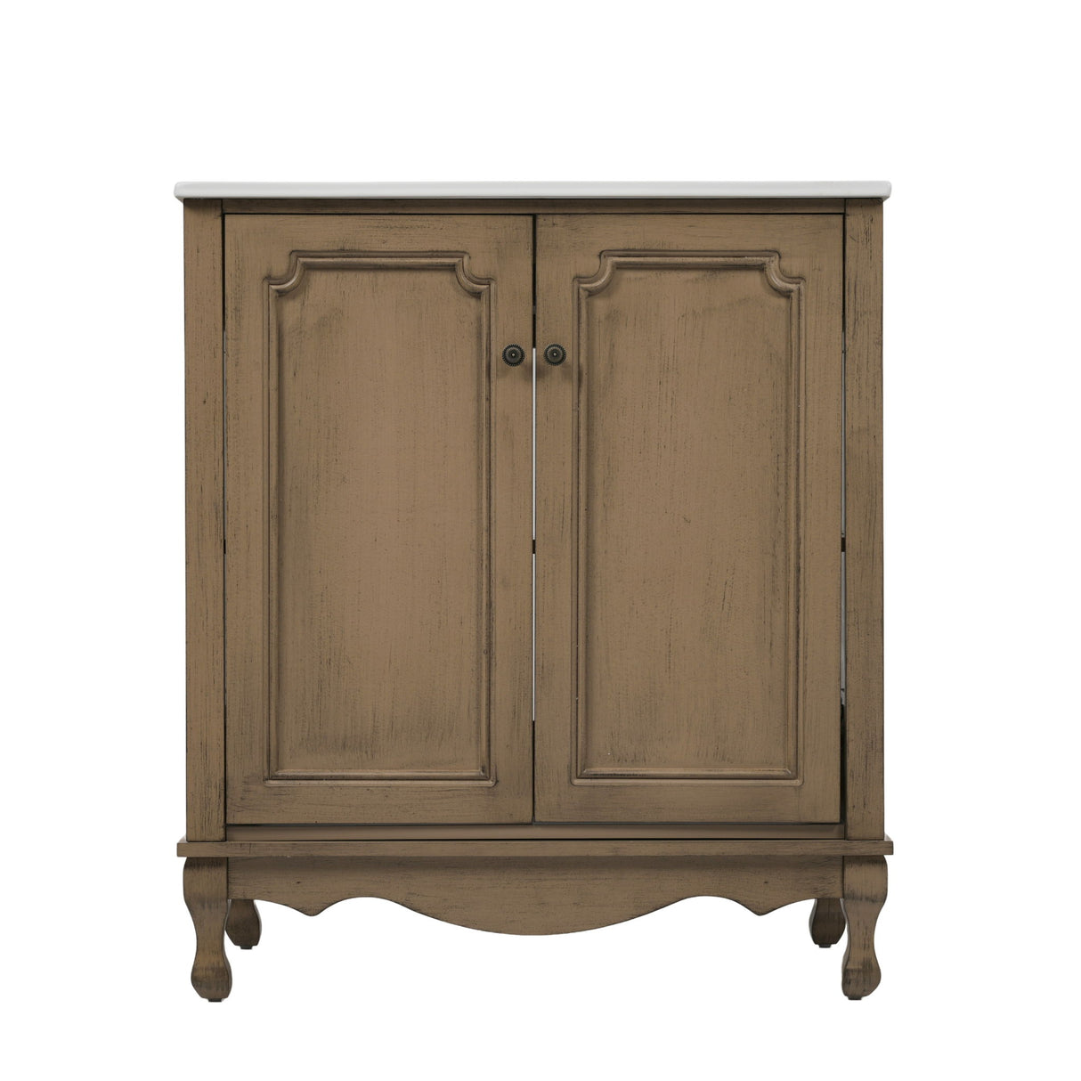 Vintage Bathroom Vanity With Ceramic Sink, Adjustable Shelves