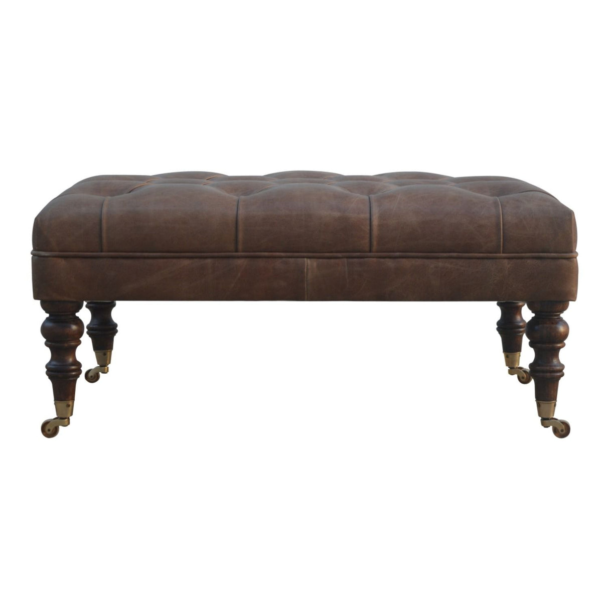 Buffalo - Leather Ottoman With Castor Legs
