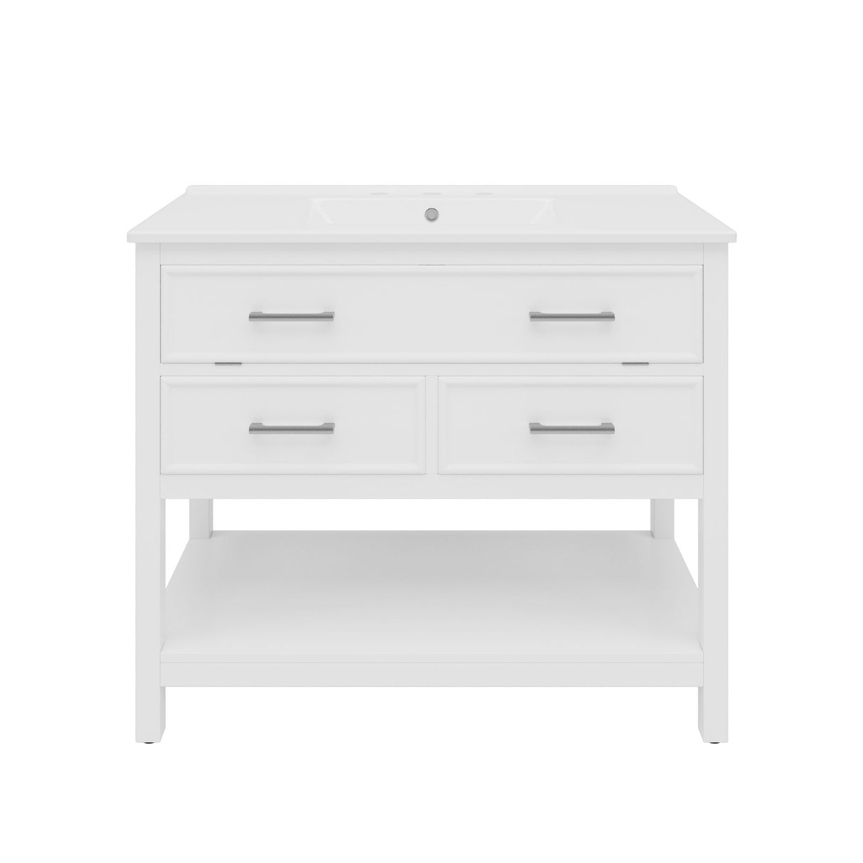 Bathroom Vanity With Ceramic Sink, Tip Out Tray & 2 Full Extension Drawers