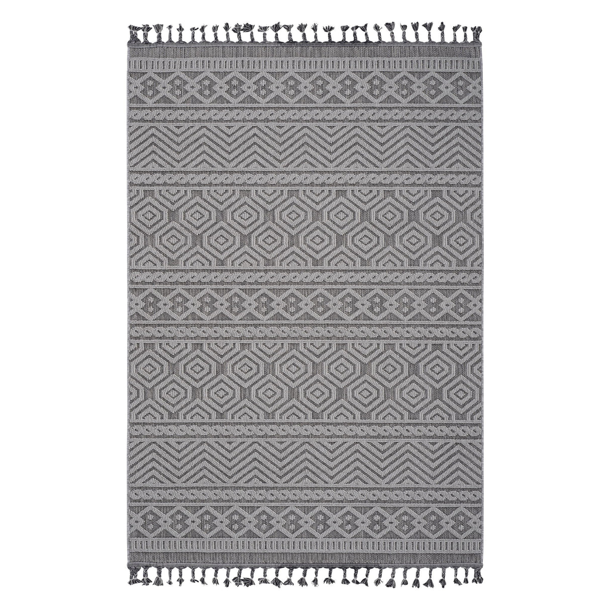 Guros - 8' X 10' Geometric Indoor / Outdoor Area Rug - Gray / White