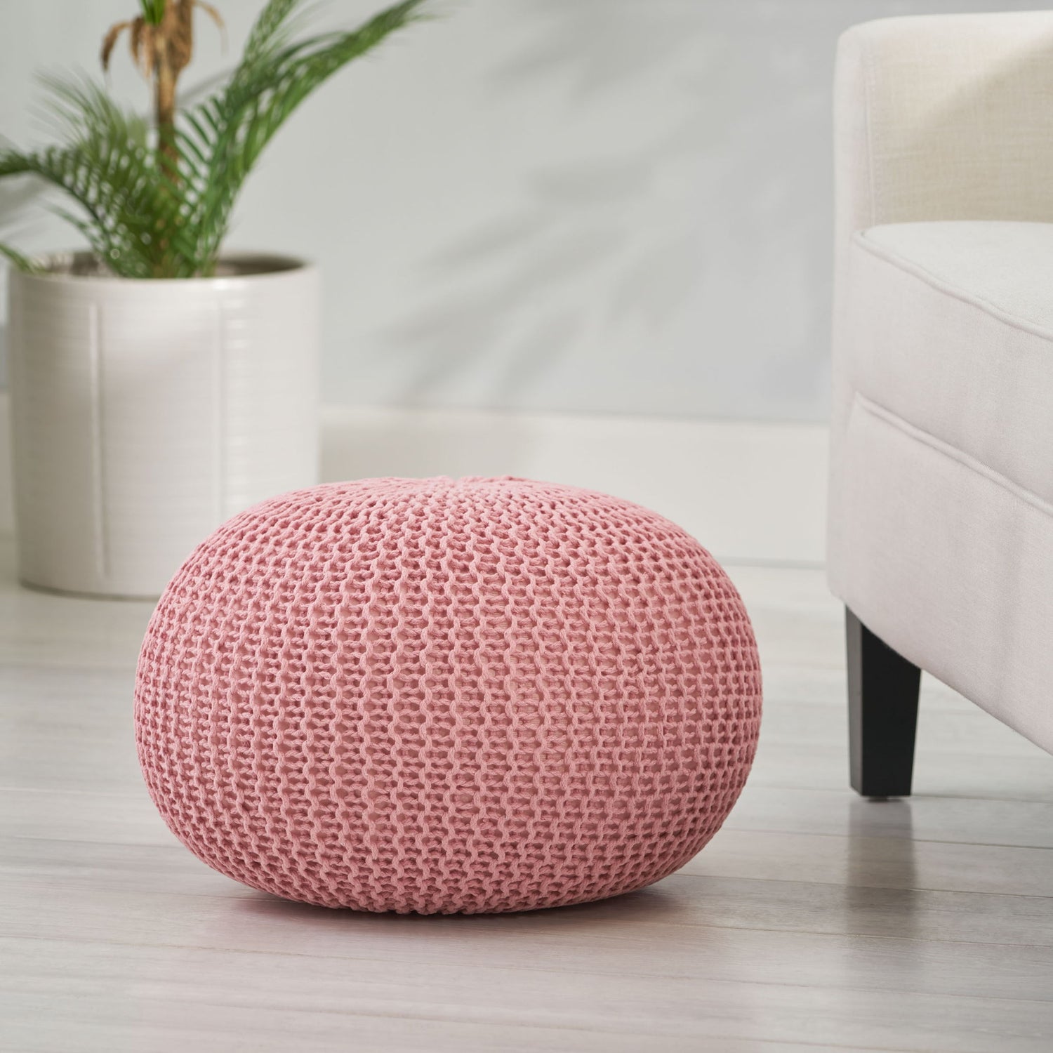 Belle - Modern Knitted Cotton Round Pouf