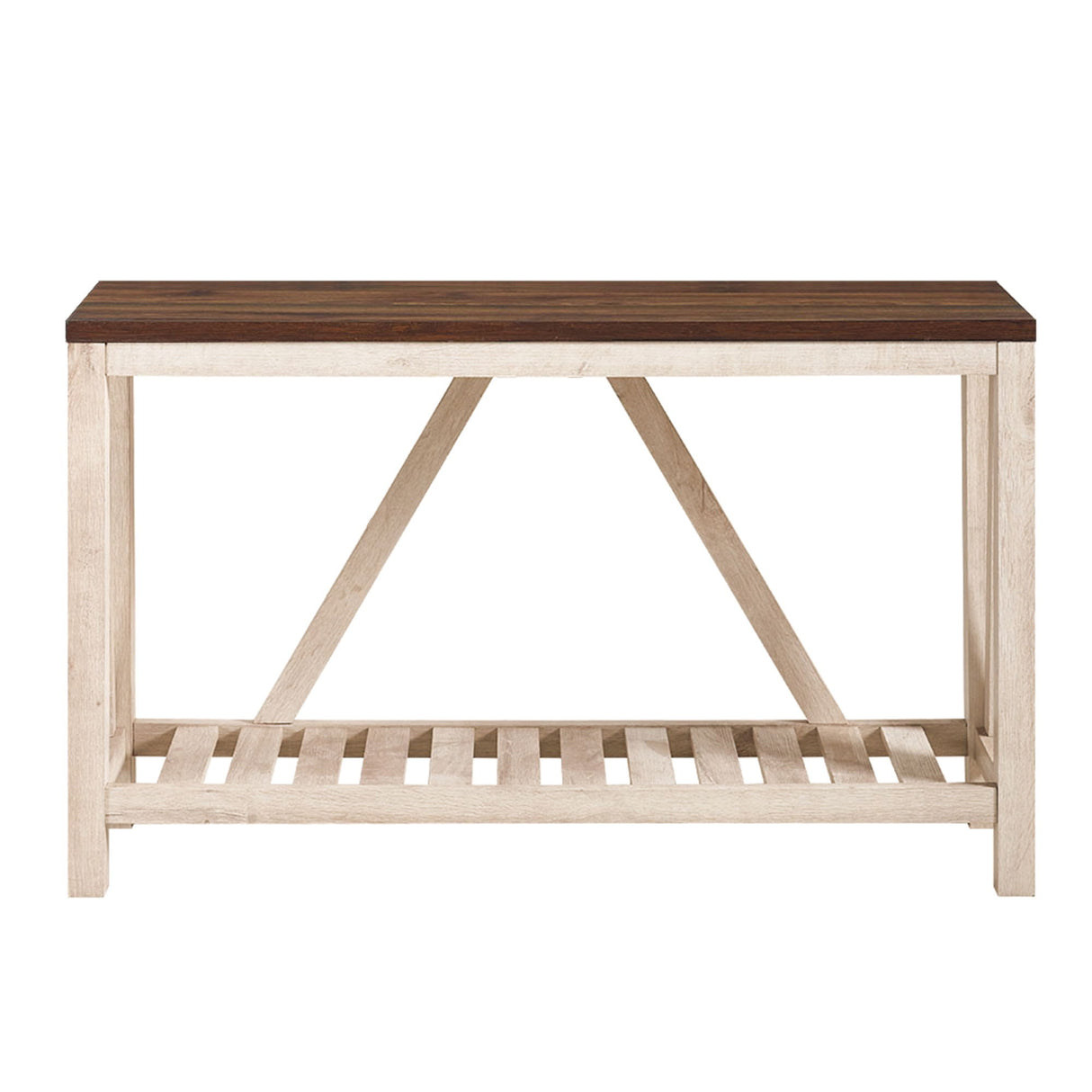 Farmhouse A Frame Entry Table With Lower Shelf