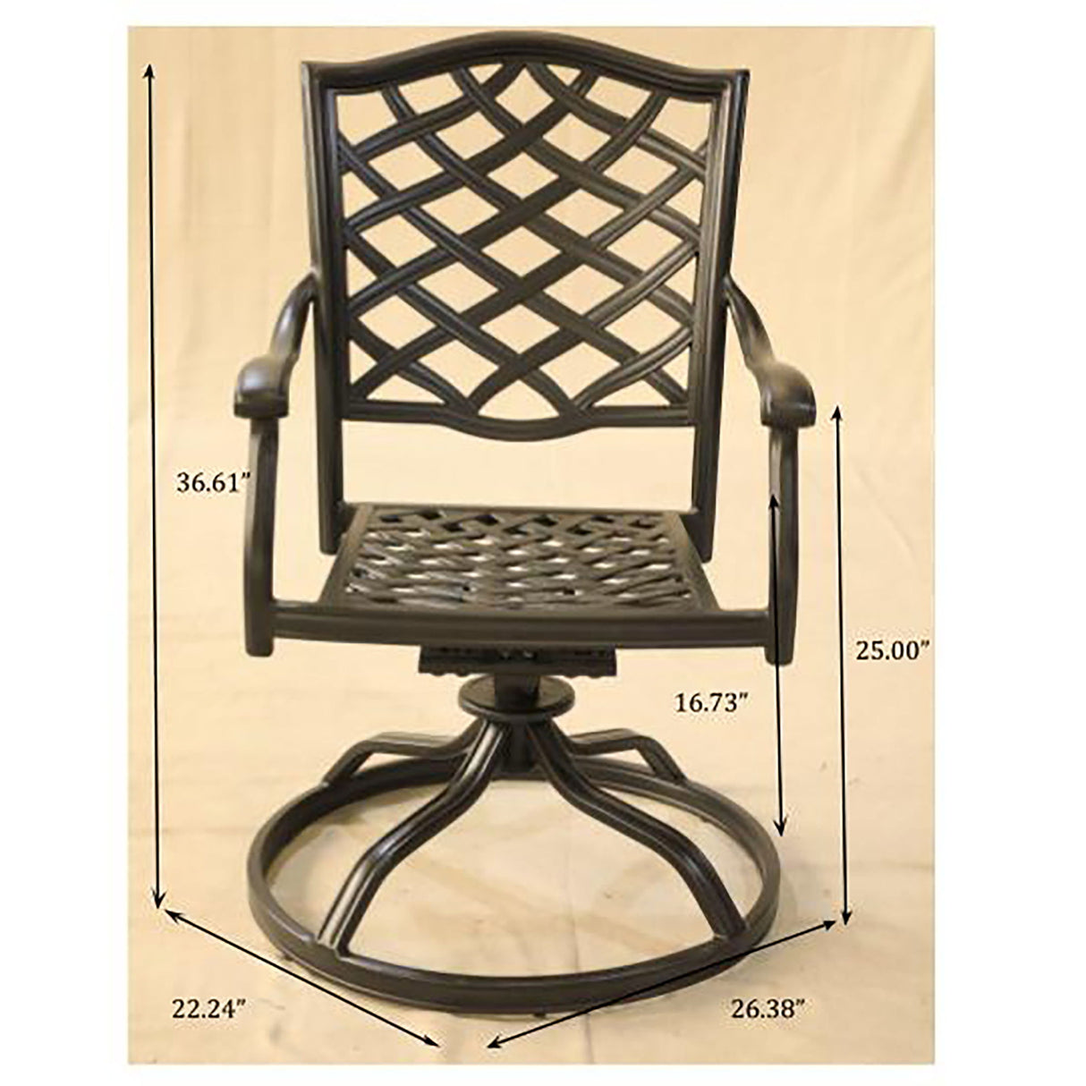 Outdoor Patio Aluminum Swivel Rocker Dining Chair With Cushion (Set of 2)