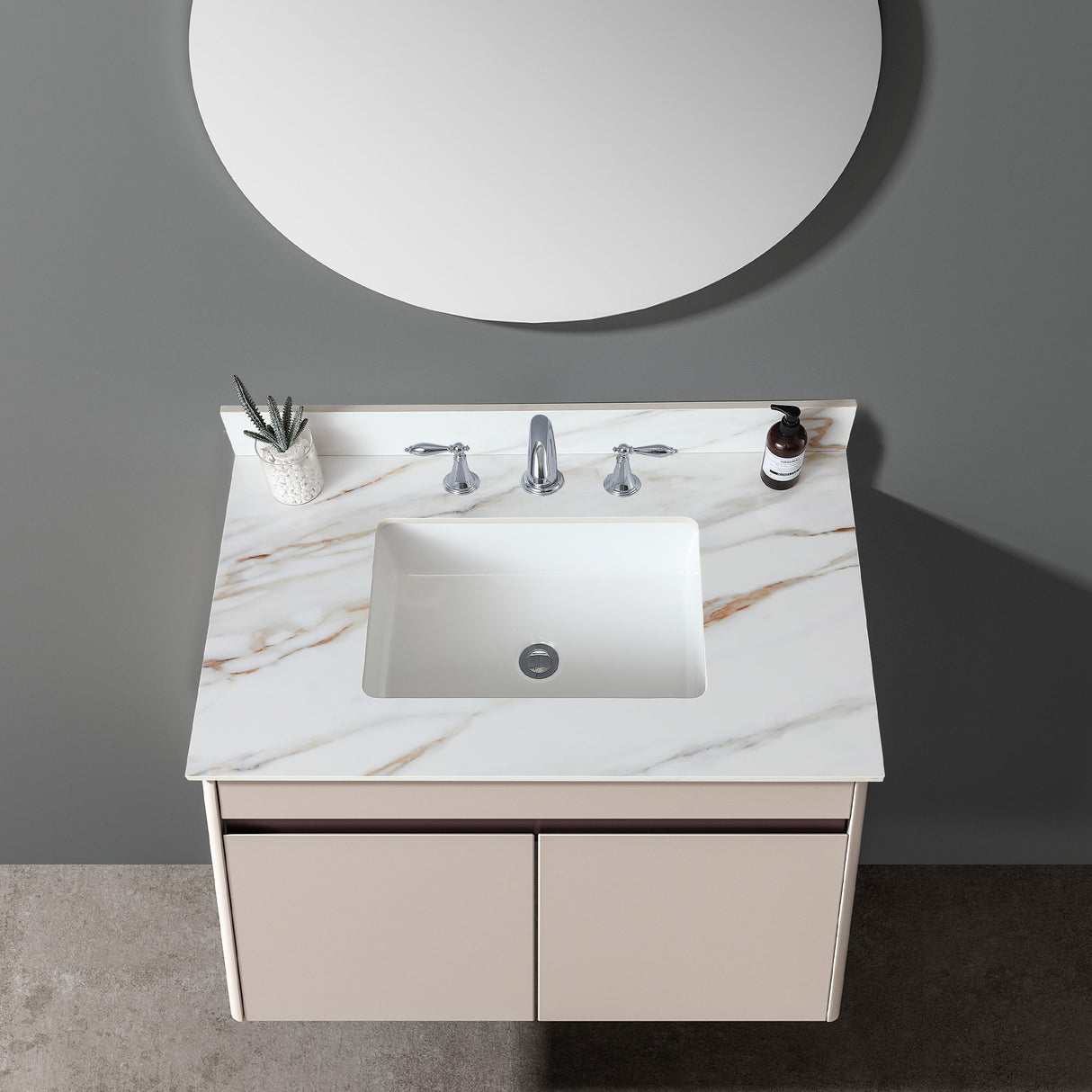 Vanity Top With Undermount Sink And Backsplash, Sintered Stone