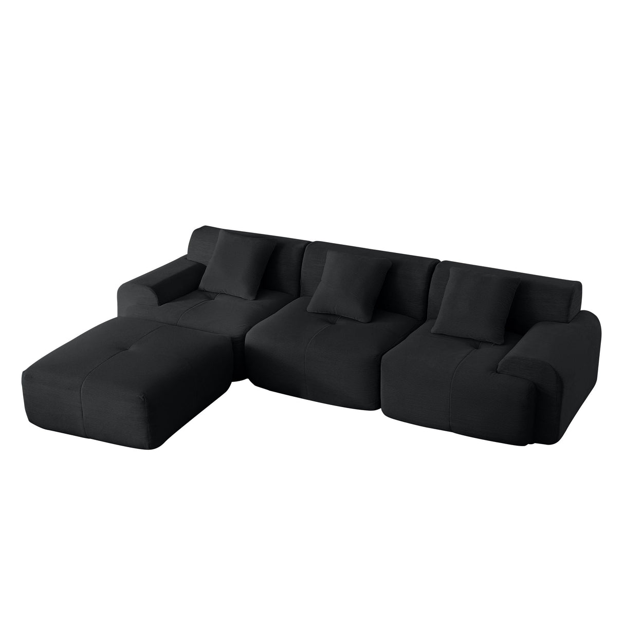 L Shaped Modular Sectional Sofa Corduroy And Movable Ottoman