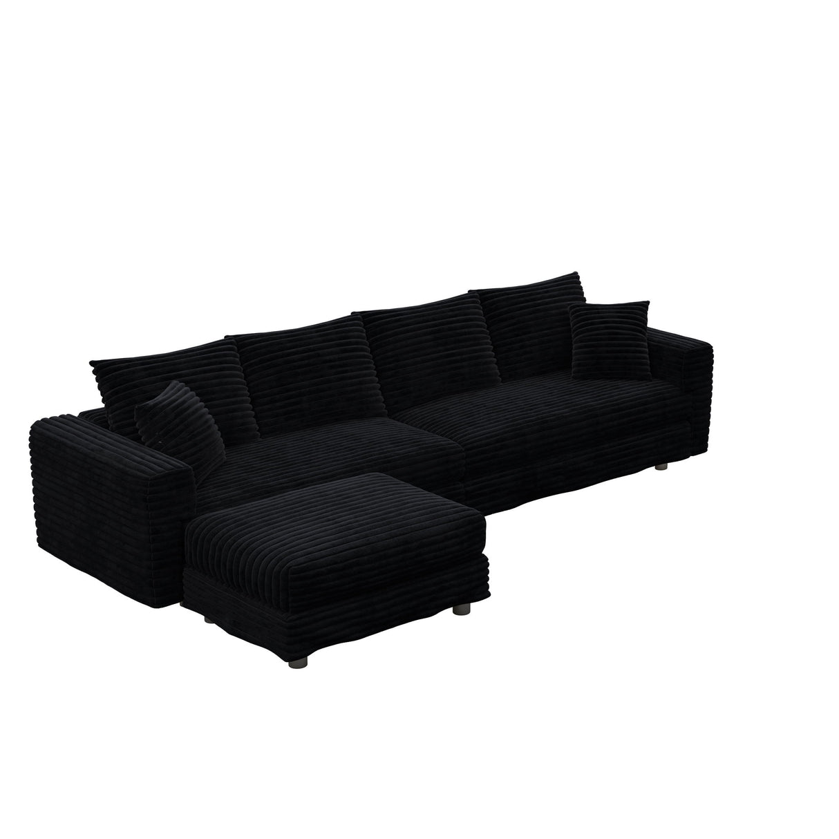 Deep Seat Convertible Sofa With Soft Pillows And Ottomans