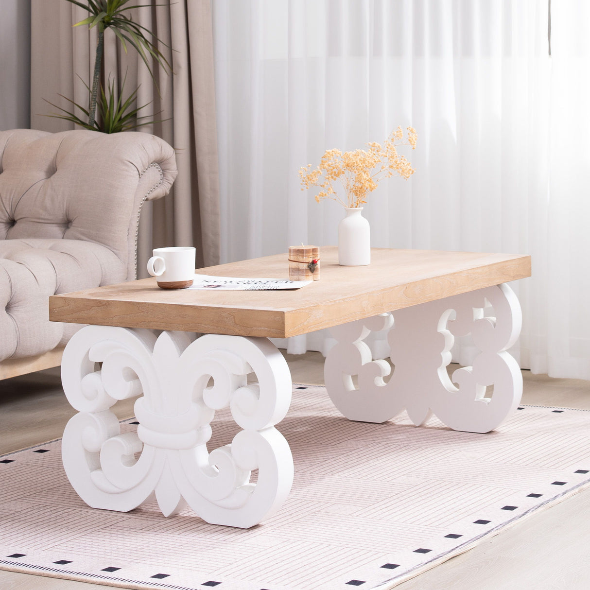 Ornate Scroll Base Coffee Table