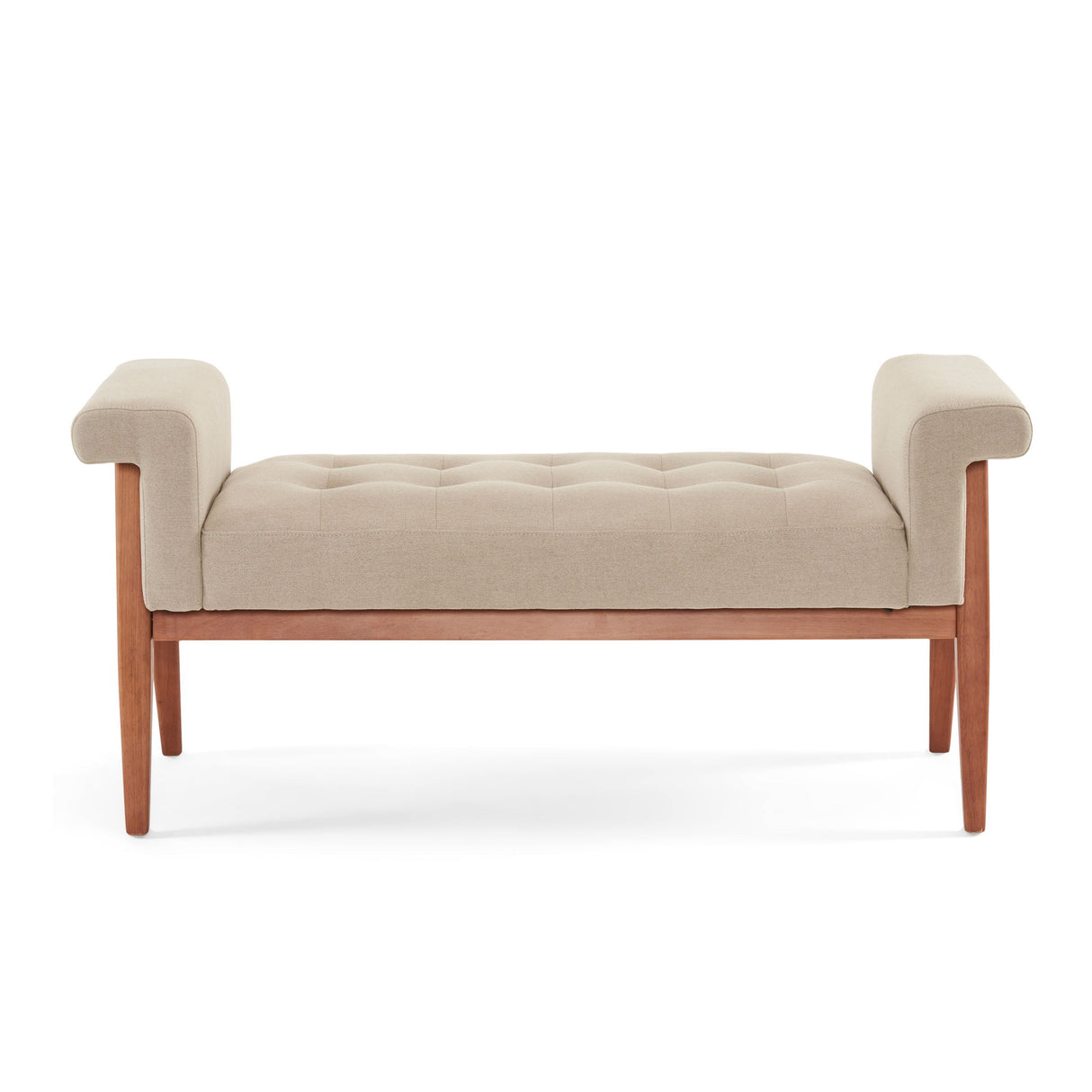 Elegant Tufted Ottoman - Beige / Brown