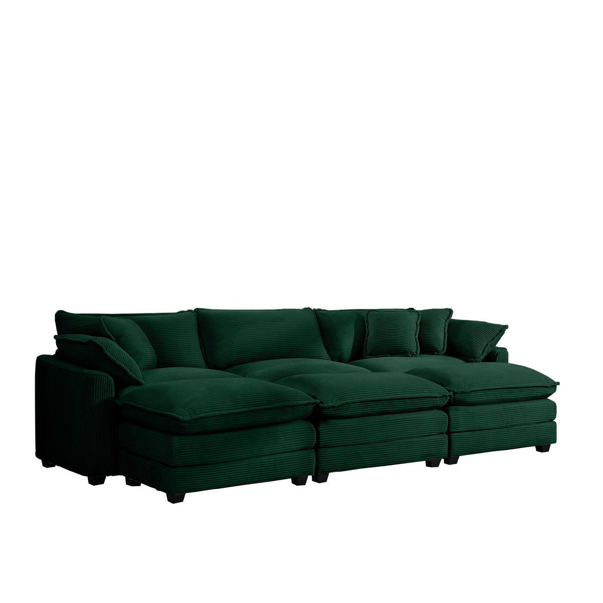 Modern Oversized Modular Cushion Sofa With Ottoman, Low Back, Deep Seating Sofa Set