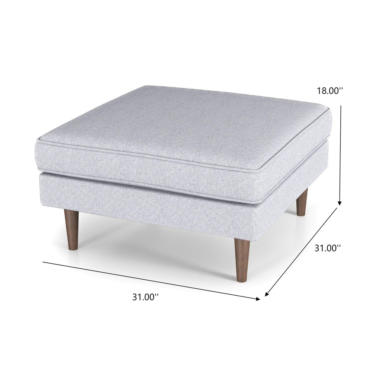 Amber - Square Upholstered Ottoman Linen