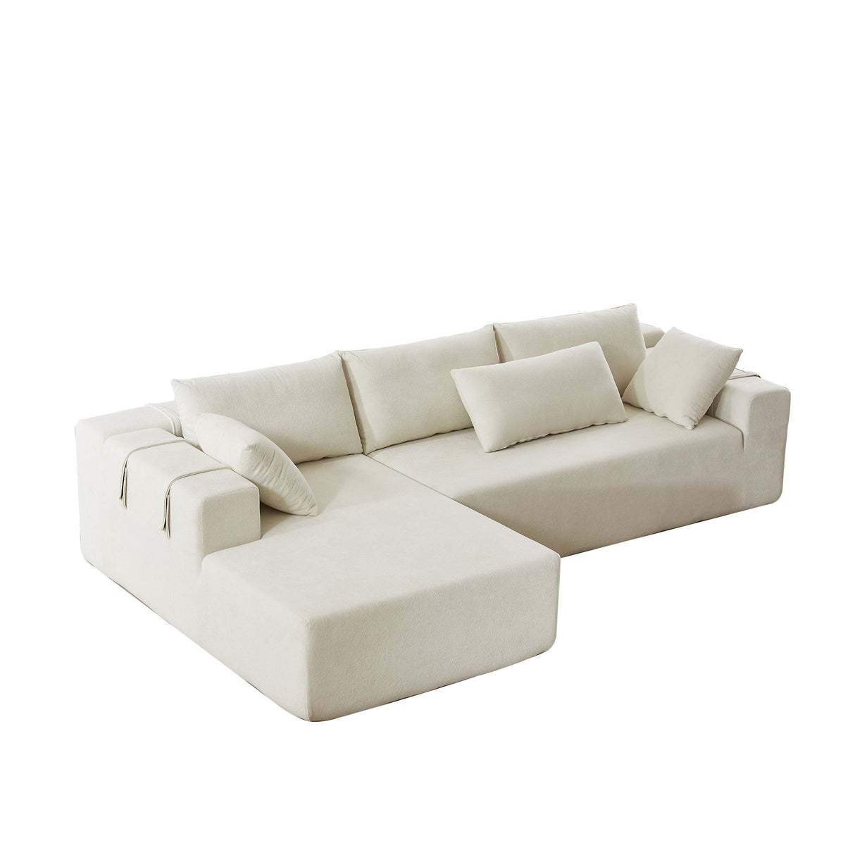 Modern Chenille Upholstered Sectional Sofa Couch Set With 6 Pillows,Free Combination