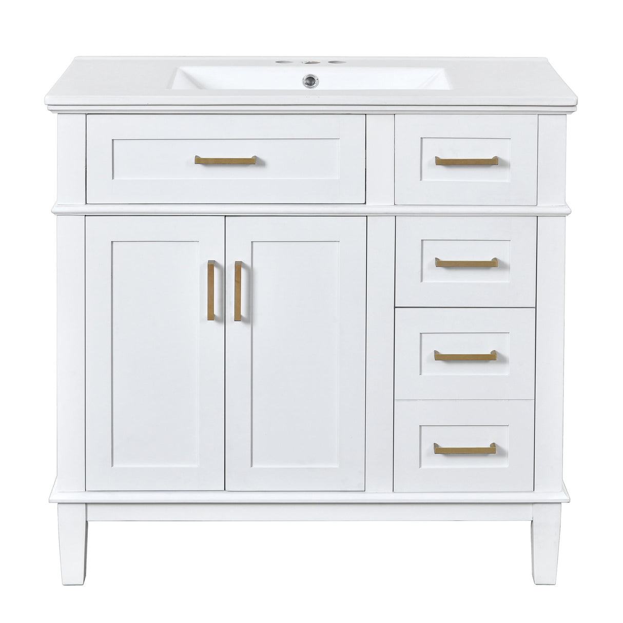 Modern Bathroom Vanity With Ceramic Sink, Soft Close Storage Cabinet