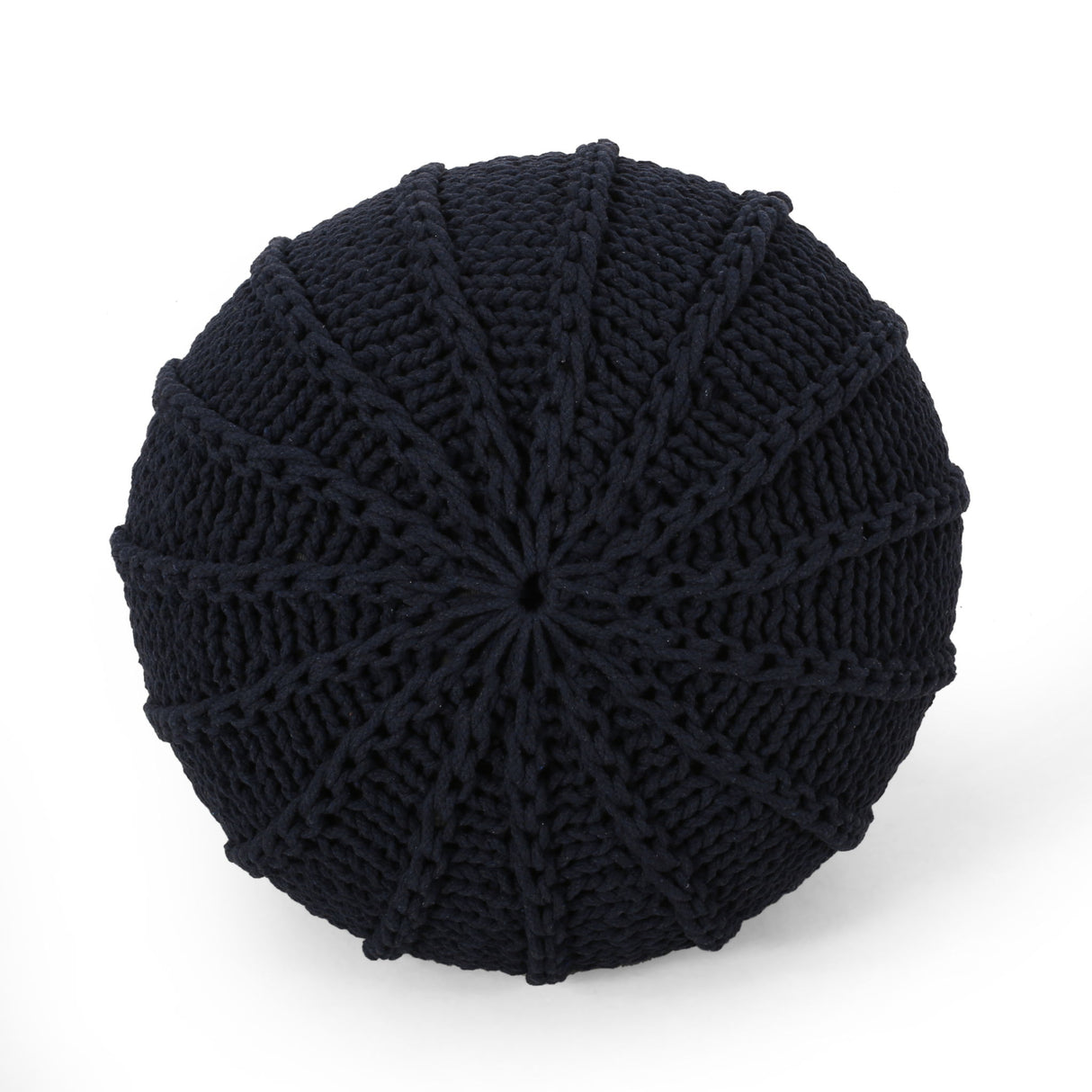 Bordeaux - Knitted Cotton Round Pouf Ottoman And Floor Cushion