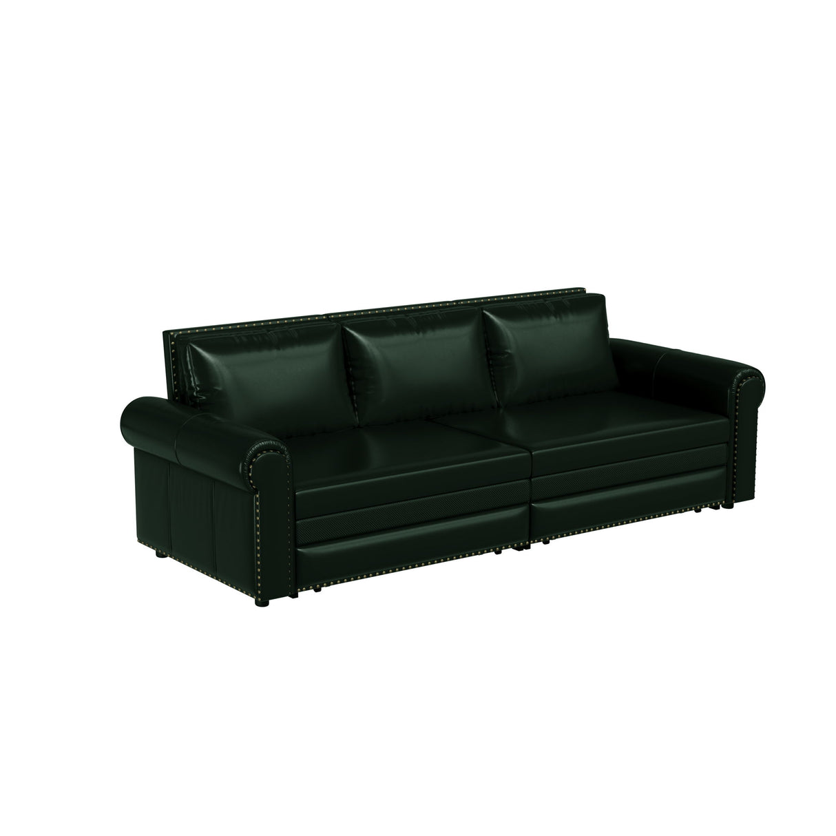 3 In 1 Convertible Sleeper Sofa With Nailhead Trim & Rolled Arm