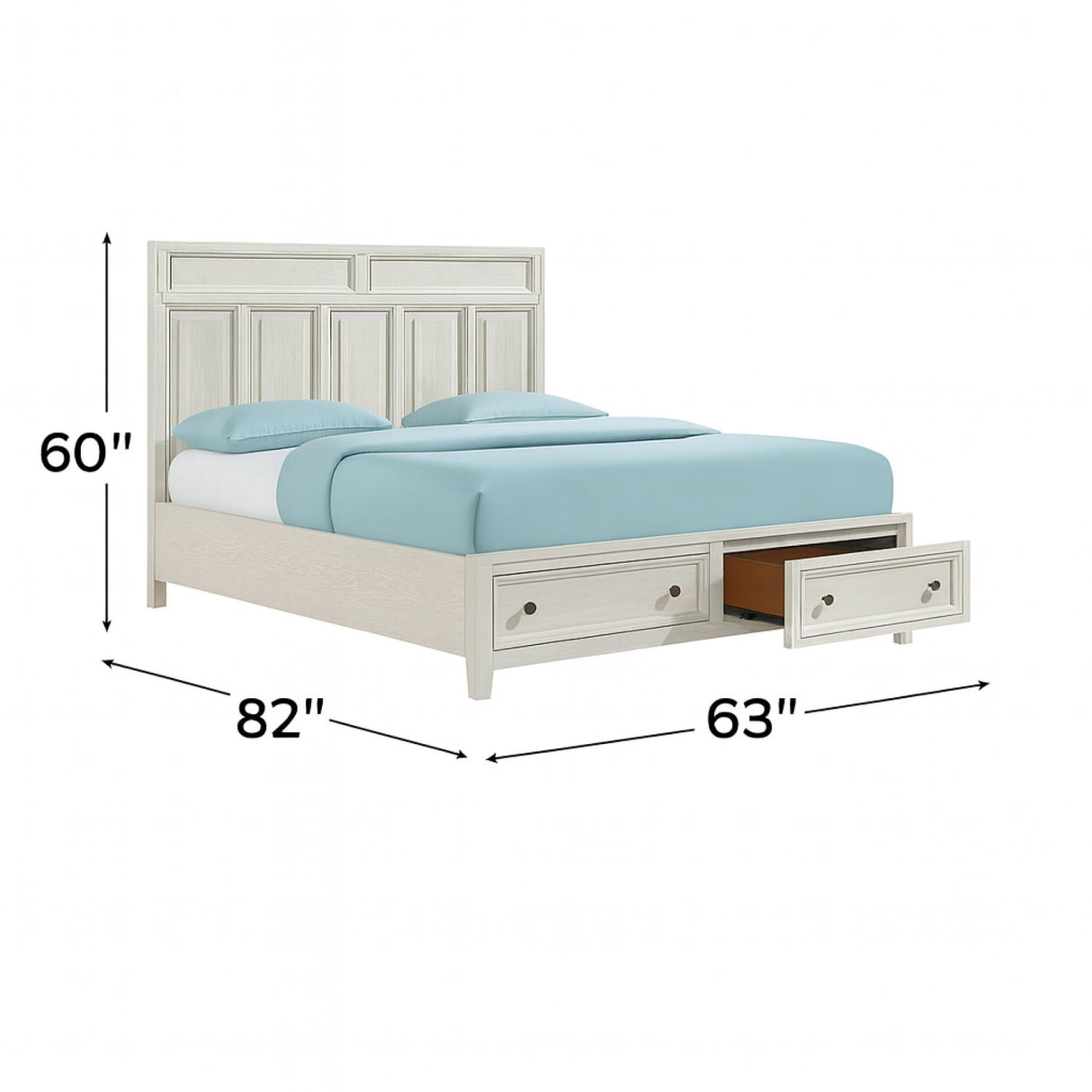 Storage Bed With Panel Headboard And Spacious Footboard Drawers