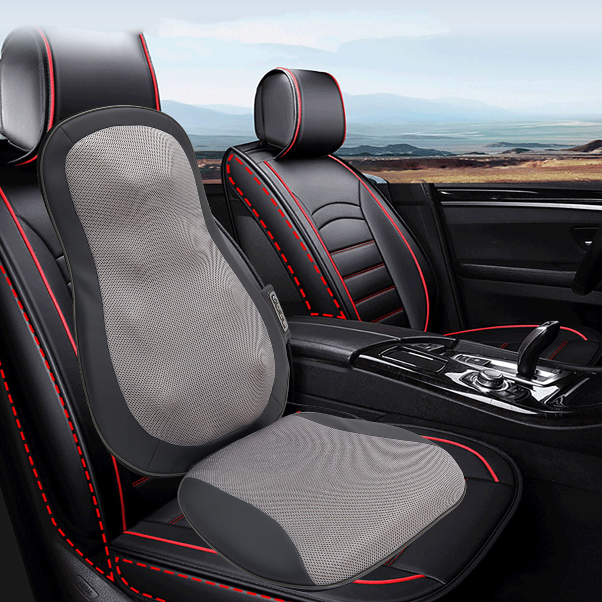 Therapeutic Shiatsu Massage Cushion With Heat Function, Polypropylene - Gray