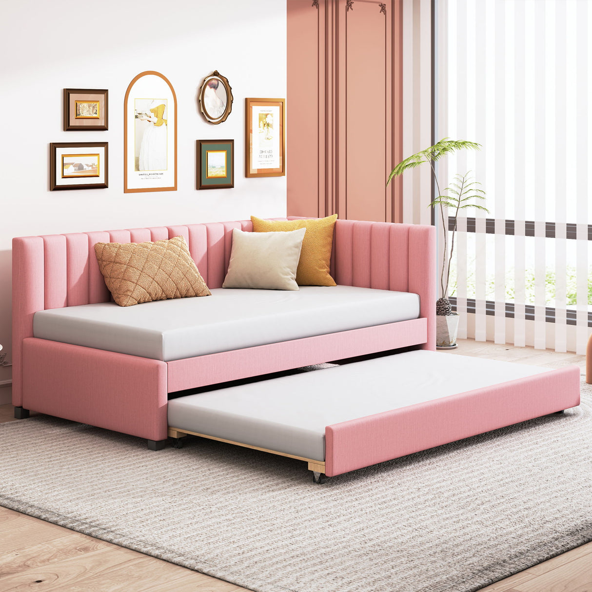 Upholstered Daybed, Sofa Bed Frame, No Box Spring Needed