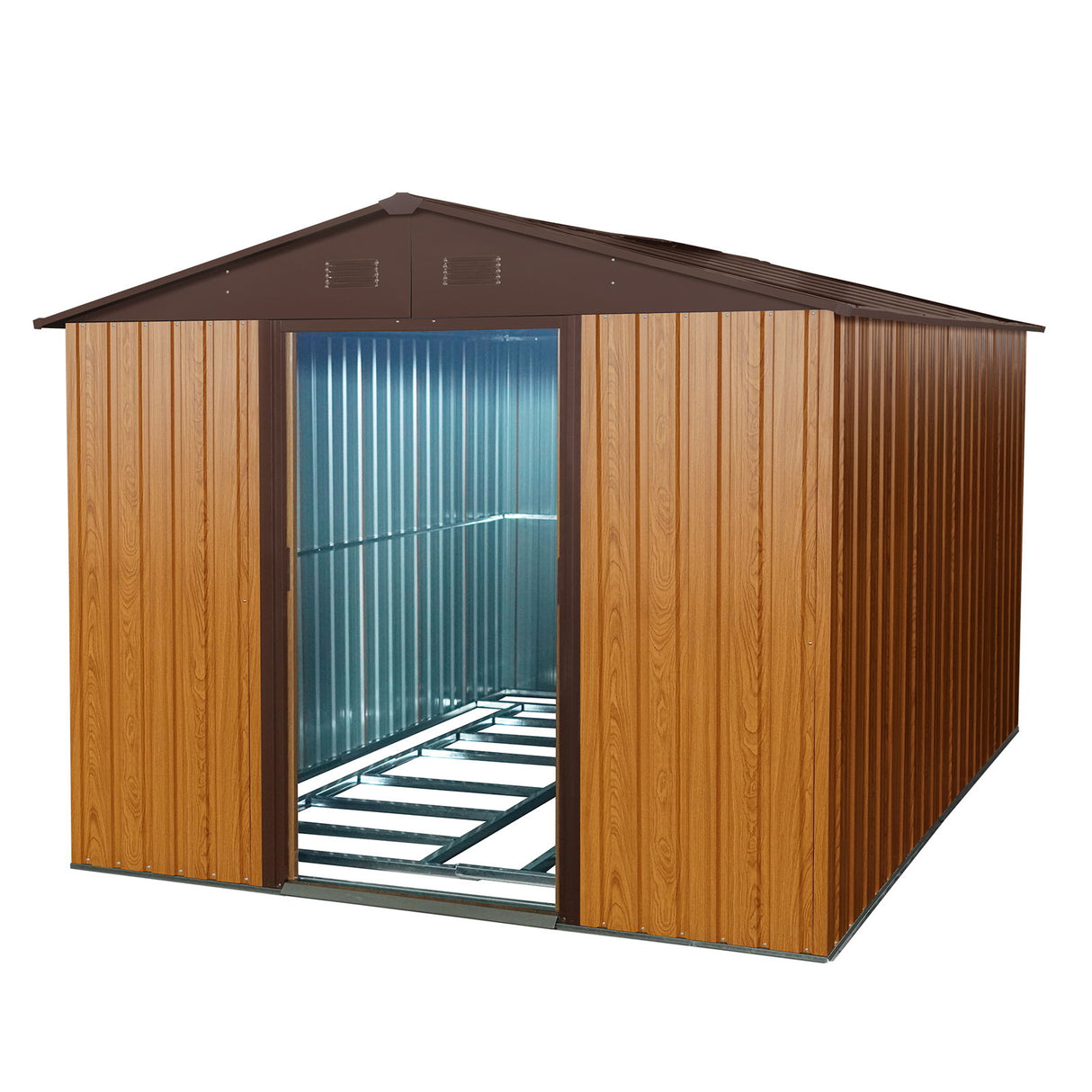 Outdoor Metal Storage Shed With Floor Base