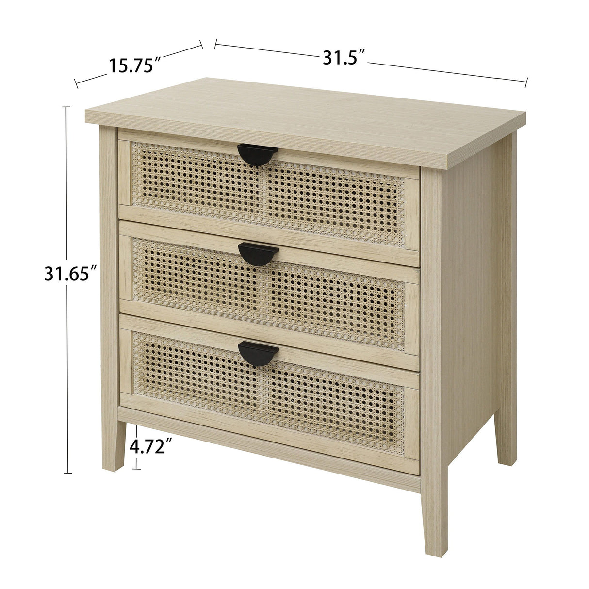 3 Drawer Cabinet, Suitable For Bedroom - Natural