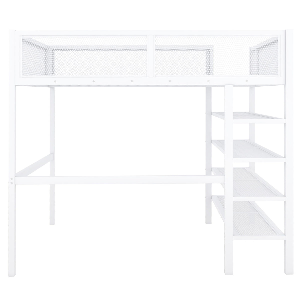 Loft Bed With 4 Tier Shelves And Storage