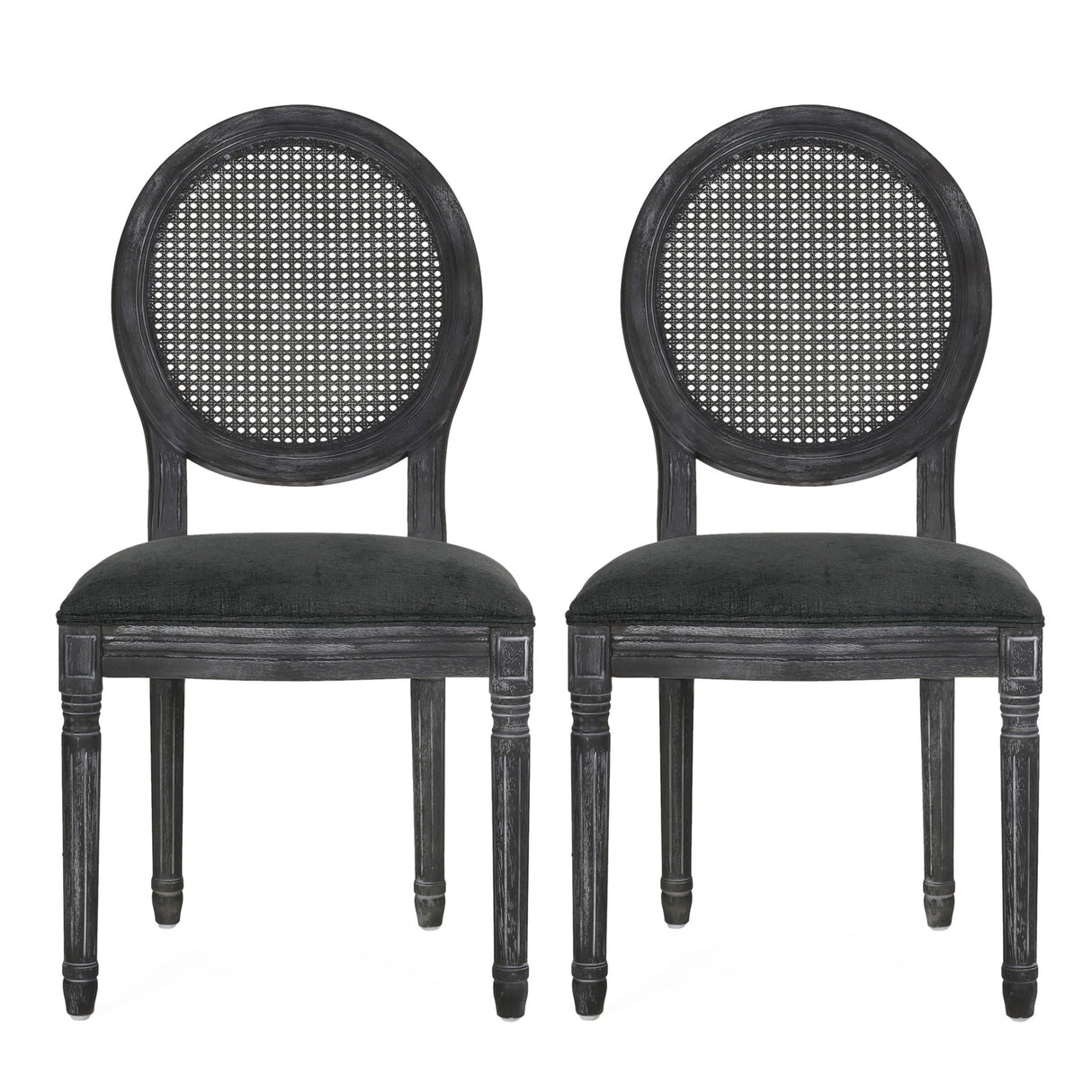 French Country Dining Chair With Cane Backrest (Set of 2)