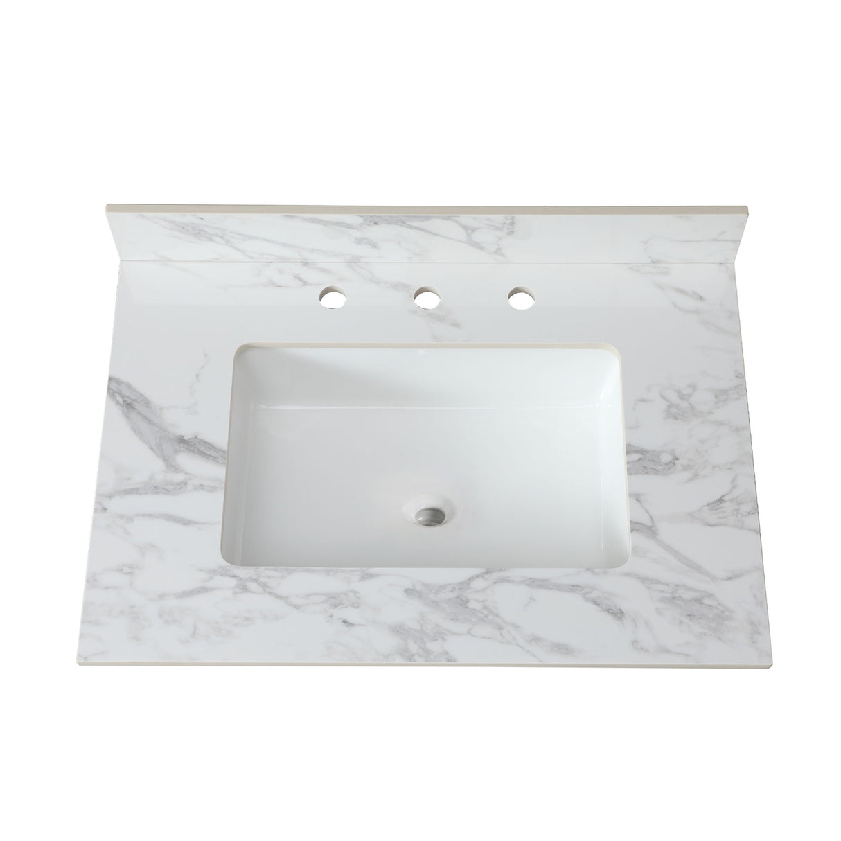 Elegant Sintered Stone Bathroom Vanity Top With Rectangular Undermount Ceramic Sink