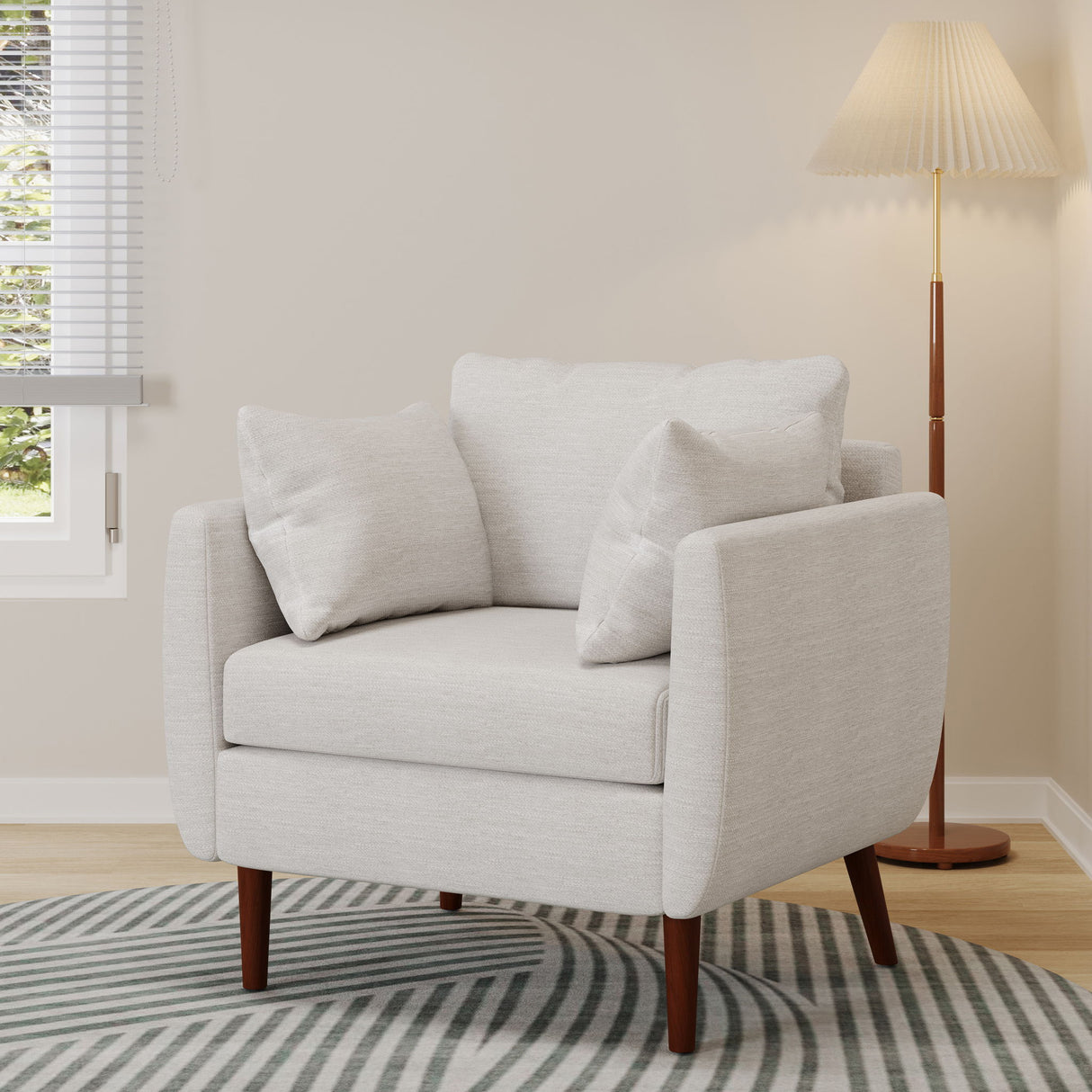 Luminate - Upholstered Fabric Club Chair With Tapered Legs And 2 Accent Pillows