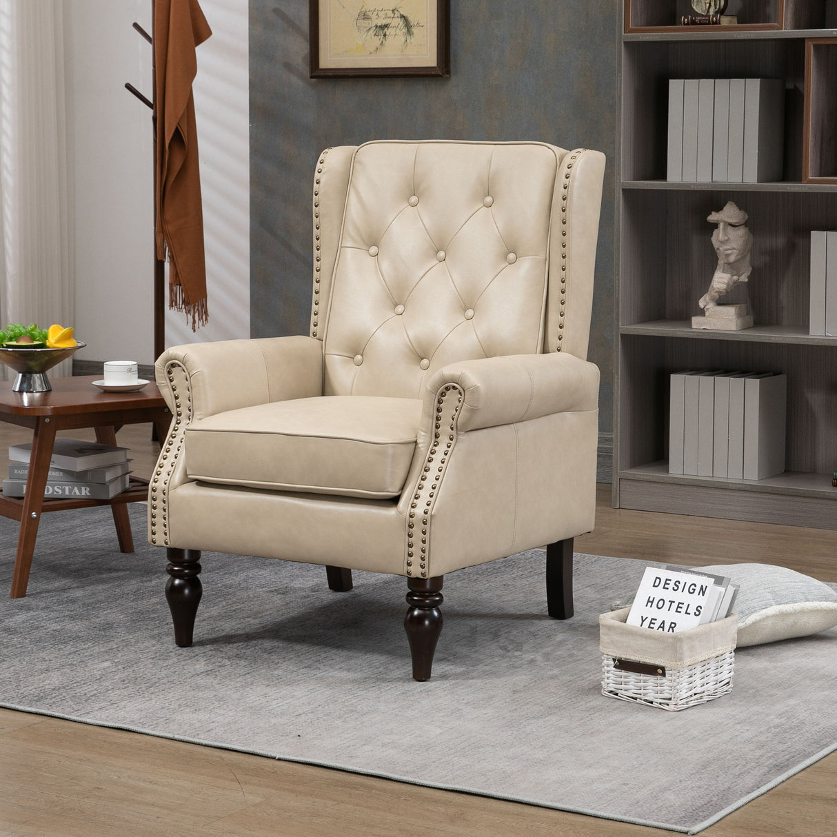 Modern Accent Armchair With Sturdy Wood Legs