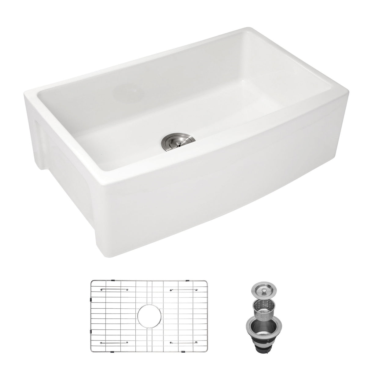 Farmhouse Sink, Apron Front Single Bowl With Arch Edge Design