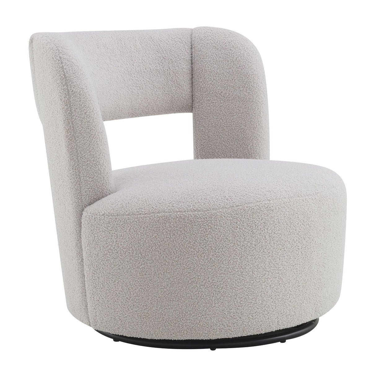 Swivel Comfy Round Barrel Chair With Soft Teddy Fabric For Living Room