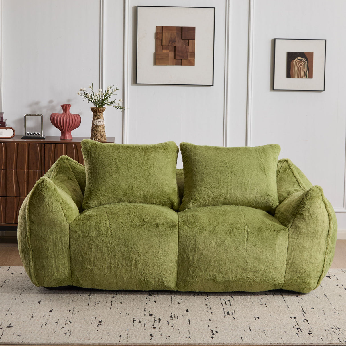 Giant Bean Bag Couch, Ultra Soft Fluffy Loveseat For Living Room