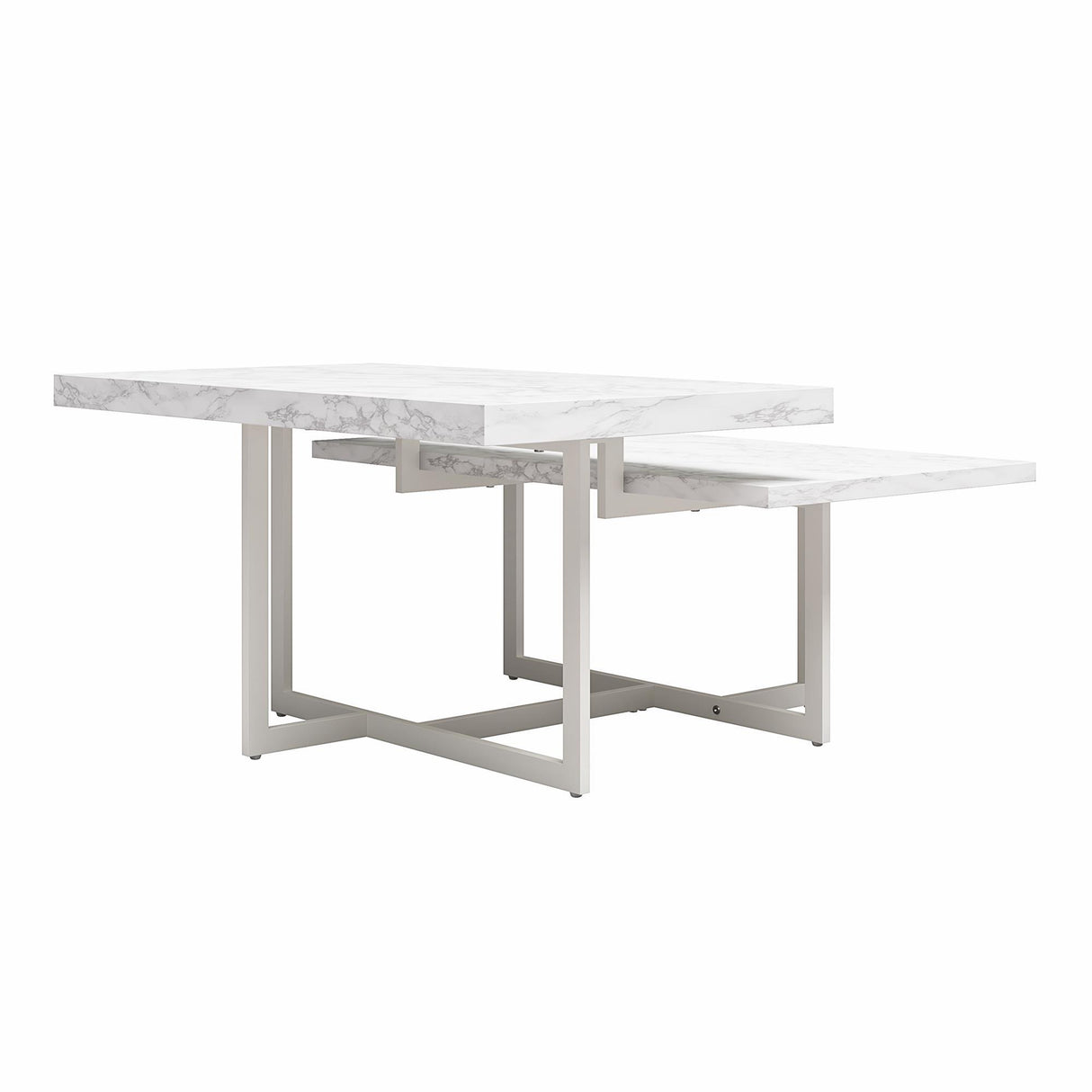 Brielle - Coffee Table, 2 Tiered Design - White Marble