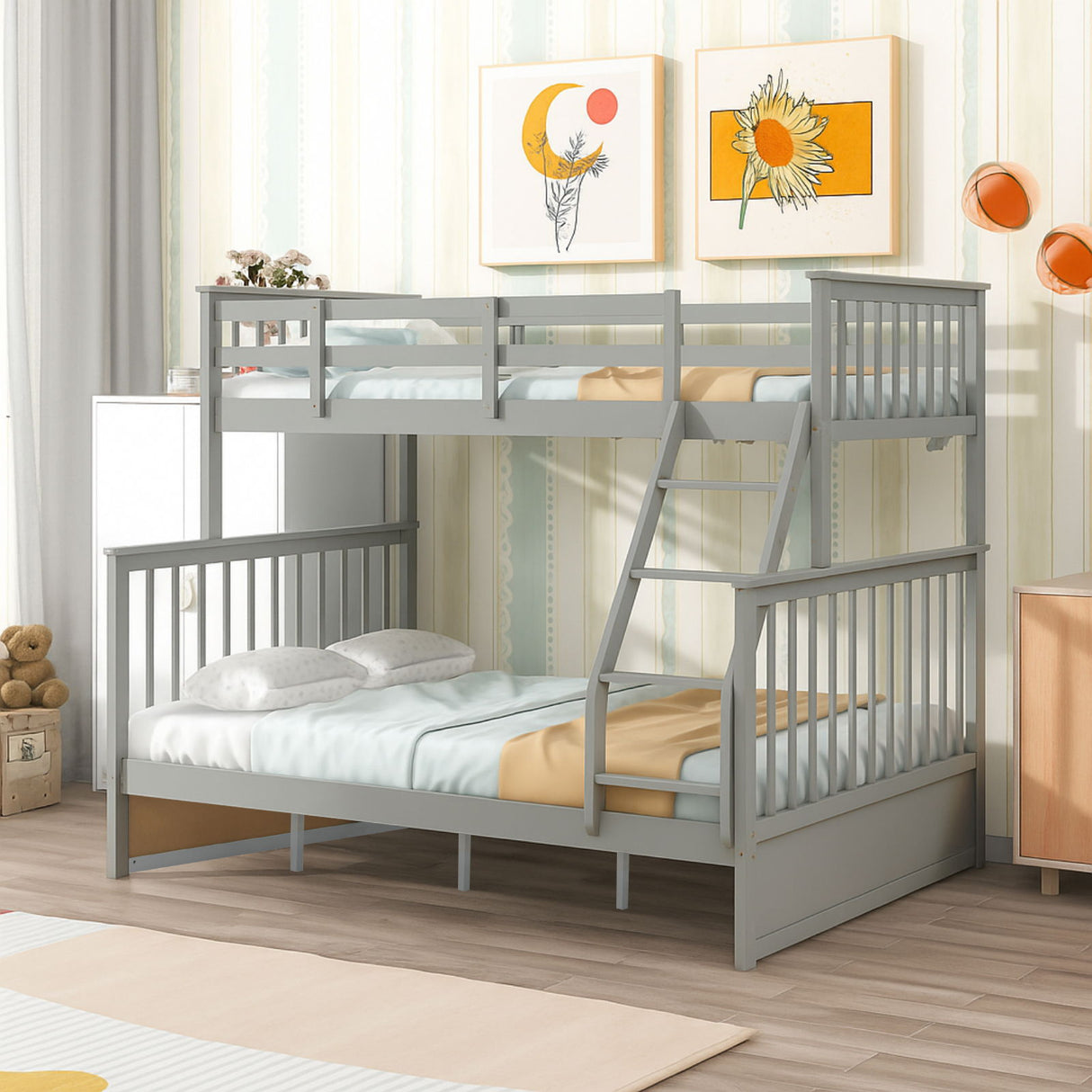 Bunk Bed With Ladder, And Safety Guard Rails