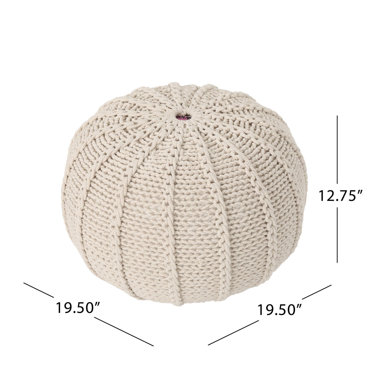 Bordeaux - Knitted Cotton Round Pouf Ottoman And Floor Cushion