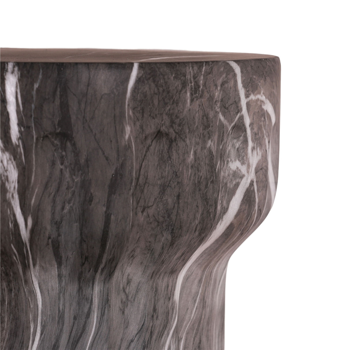 Round Geometric Outdoor End Table - Marble