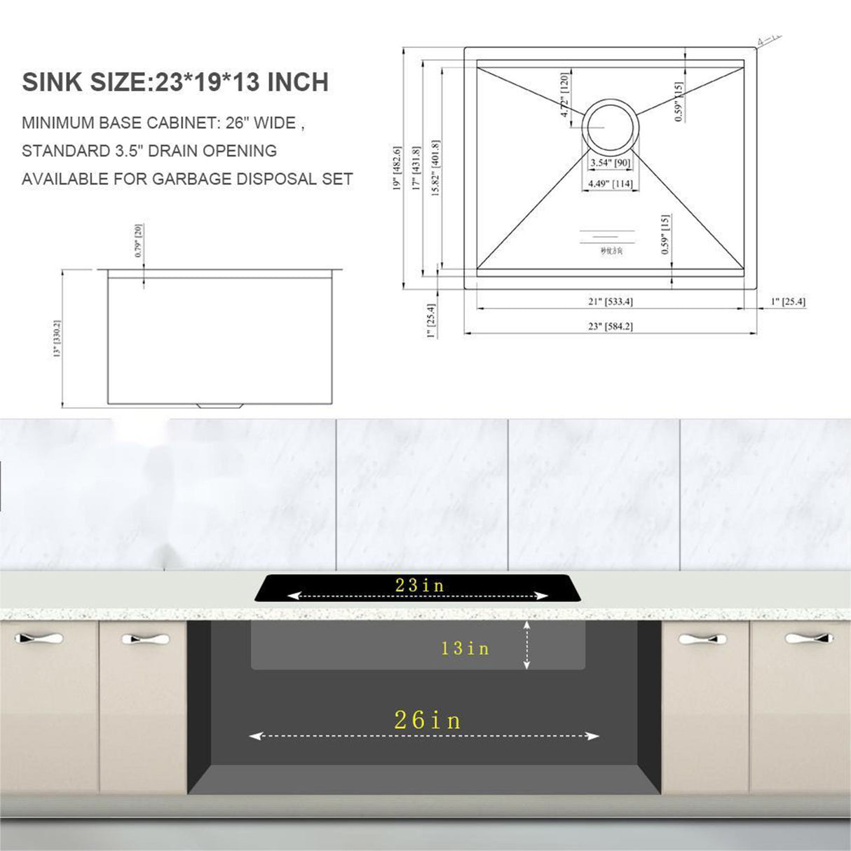 Laundry Workstation Undermount Utility Sink, Deep Single Bowl