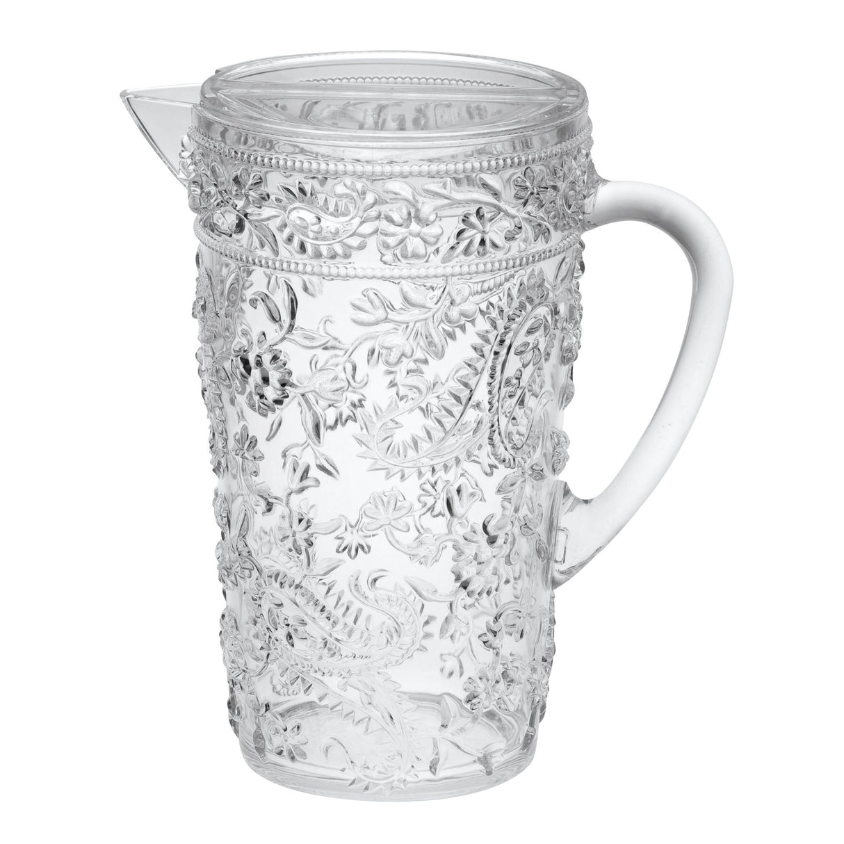 Paisley Unbreakable Plastic Water Pitcher With Lid And Spout