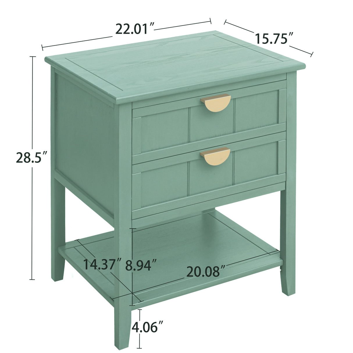 2 Drawer Side Table, American Style, End Table, Suitable For Bedroom, Living Room, Study