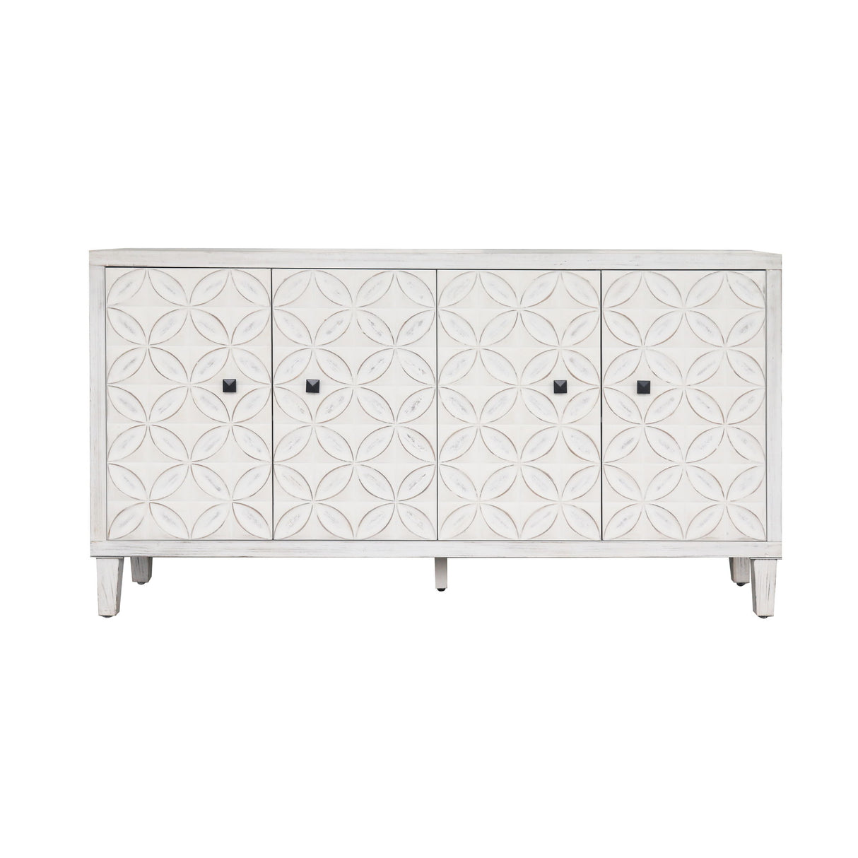Accent Cabinet 4 Door Wooden Cabinet Sideboard Buffet Server Cabinet Storage Cabinet, For Living Room, Entryway, Hallway, Office, Kitchen And Dining Room - White Wash